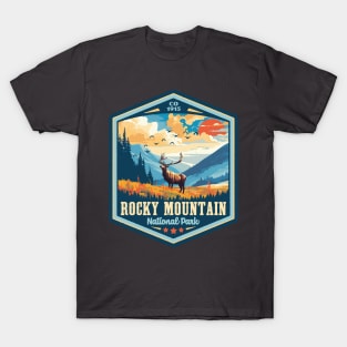 Rocky Mountain National Park Vintage WPA Style Outdoor Badge T-Shirt